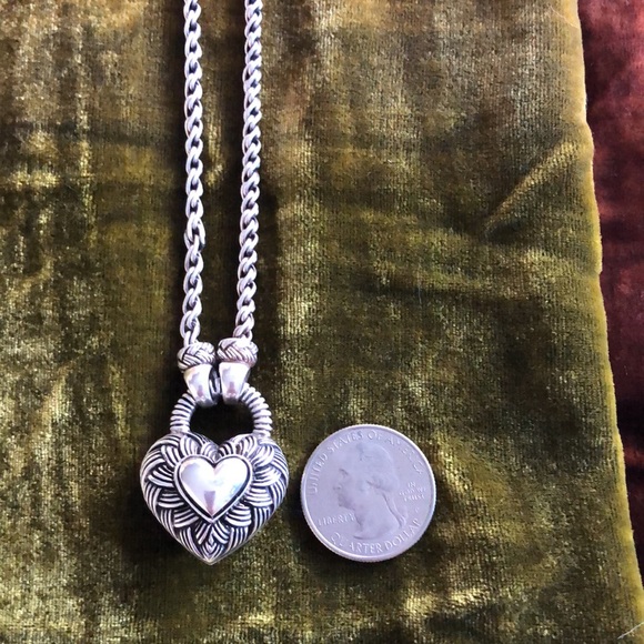Andrea Candella Sterling and 14k gold large heart necklace. - Picture 3 of 15